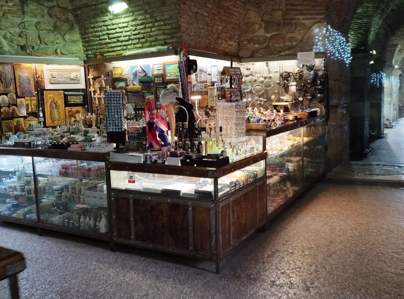 Souvenir shop in the basement of Diocletian's palace in Split